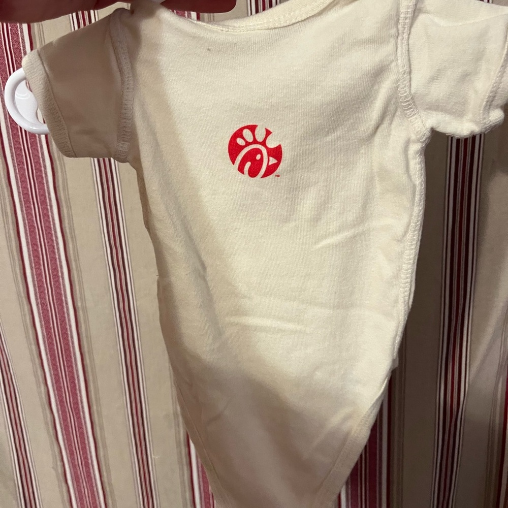 Cream Bodysuit with Red Logo